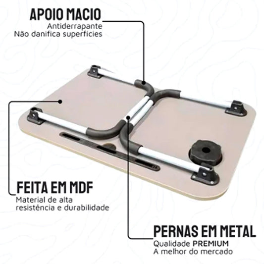 Mesa Dobrável de Madeira Portátil para Cama, Estudo, Notebook e Lanches - Multifunções