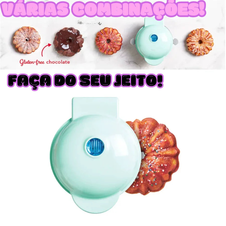 Máquina Mini para Bolos e Waffles Bundt Antiadesiva - Fácil de Usar e Limpar - Perfeita para Doces Caseiros e Confeitaria