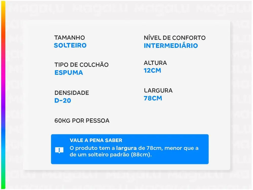 Colchão Solteiro Espuma D-20 Violeta - Conforto e Qualidade