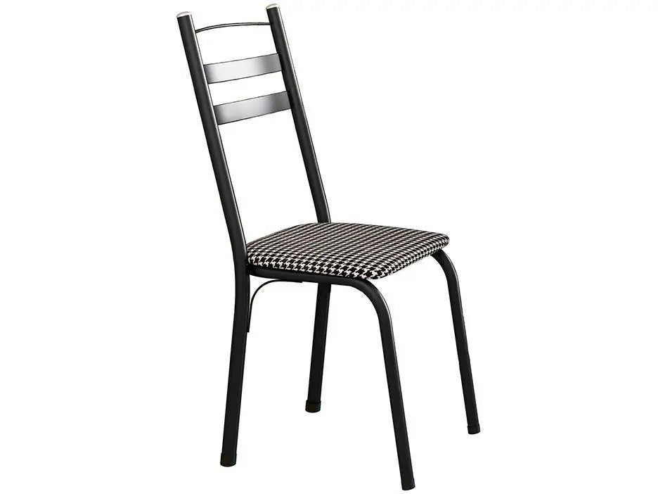 Conjunto Mesa de Jantar 4 Cadeiras Tampo Vidro Preto Capri Madesa