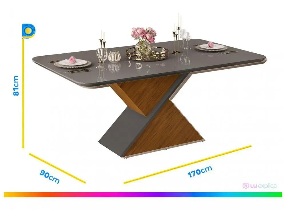 Conjunto Mesa de Jantar 6 Cadeiras Cinza Firenze Madesa