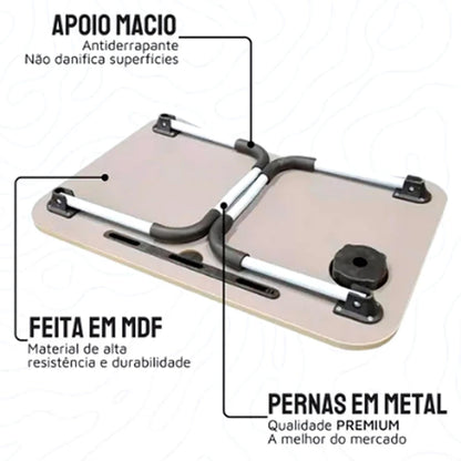 Mesa Dobrável de Madeira Portátil para Cama, Estudo, Notebook e Lanches - Multifunções