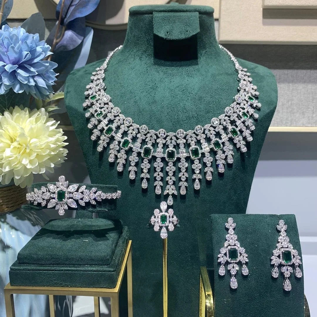 Conjunto 4 Peças Joias Noiva Zircônia Festa Feminino Elegante