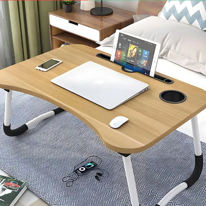 Mesa Dobrável de Madeira Portátil para Cama, Estudo, Notebook e Lanches - Multifunções