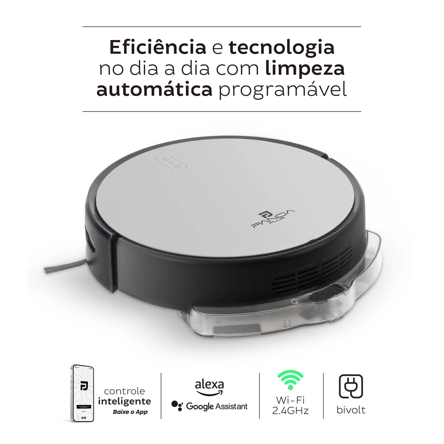 Robô Aspirador 3 em 1 Panda Plus – 400ml
