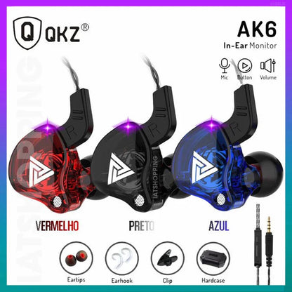 Fone de Ouvido Bluetooth QKZ com Microfone - Stereo Bass para Esportes