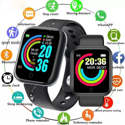 Smartwatch D20 (Y68) - Relógio Inteligente Esportivo com Bluetooth para Android/iOS