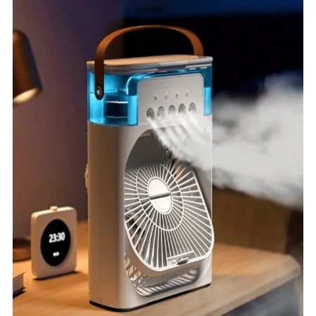 Mini Ar-Condicionado Portátil com Umidificador – Ventilador Recarregável USB com Purificador de Ar