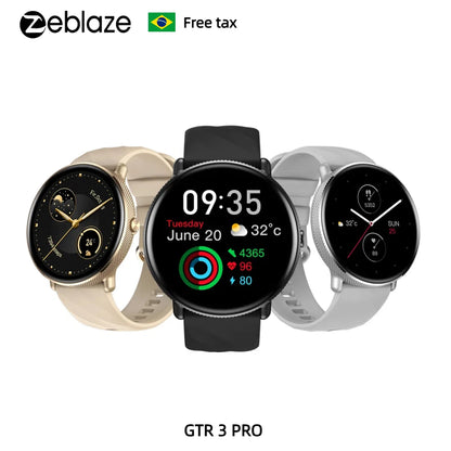 Smartwatch Zeblaze GTR 3 Pro Tela AMOLED 1.43" Pulseira Aço Inox 316L Atender/Fazer Chamadas