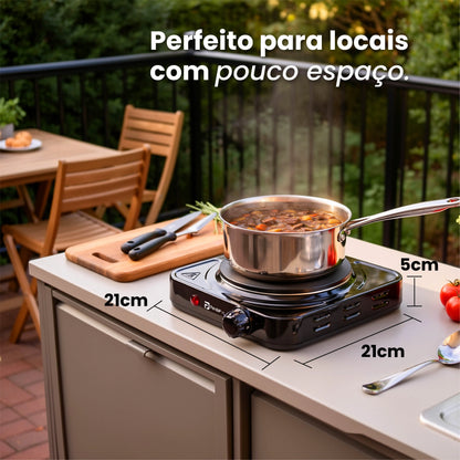 Fogão Elétrico Portátil 1 Boca 1000W - Compacto e Prático