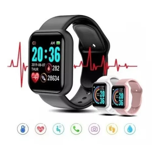 Smartwatch D20 (Y68) - Relógio Inteligente Esportivo com Bluetooth para Android/iOS