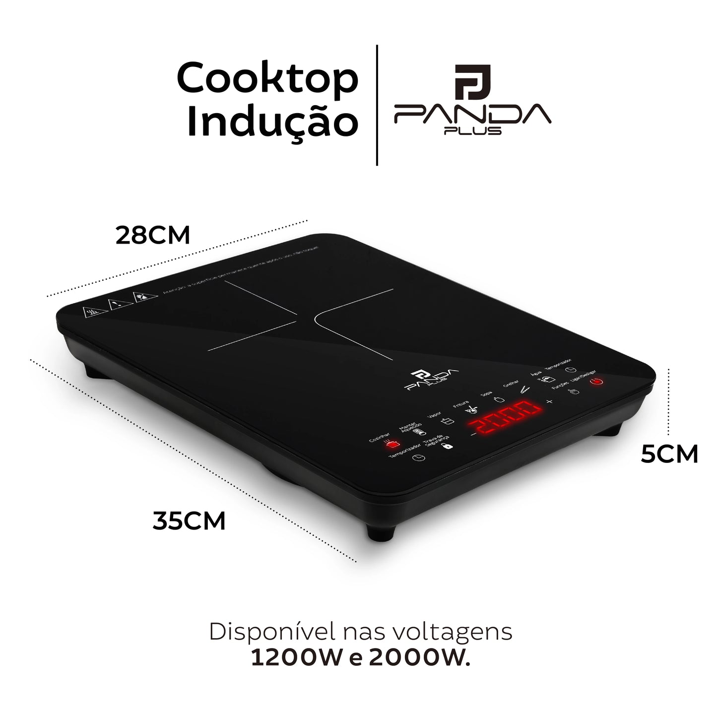 Cooktop Indução 1 Boca Portátil PandaPlus 2000W 220V Touch AMG-C1
