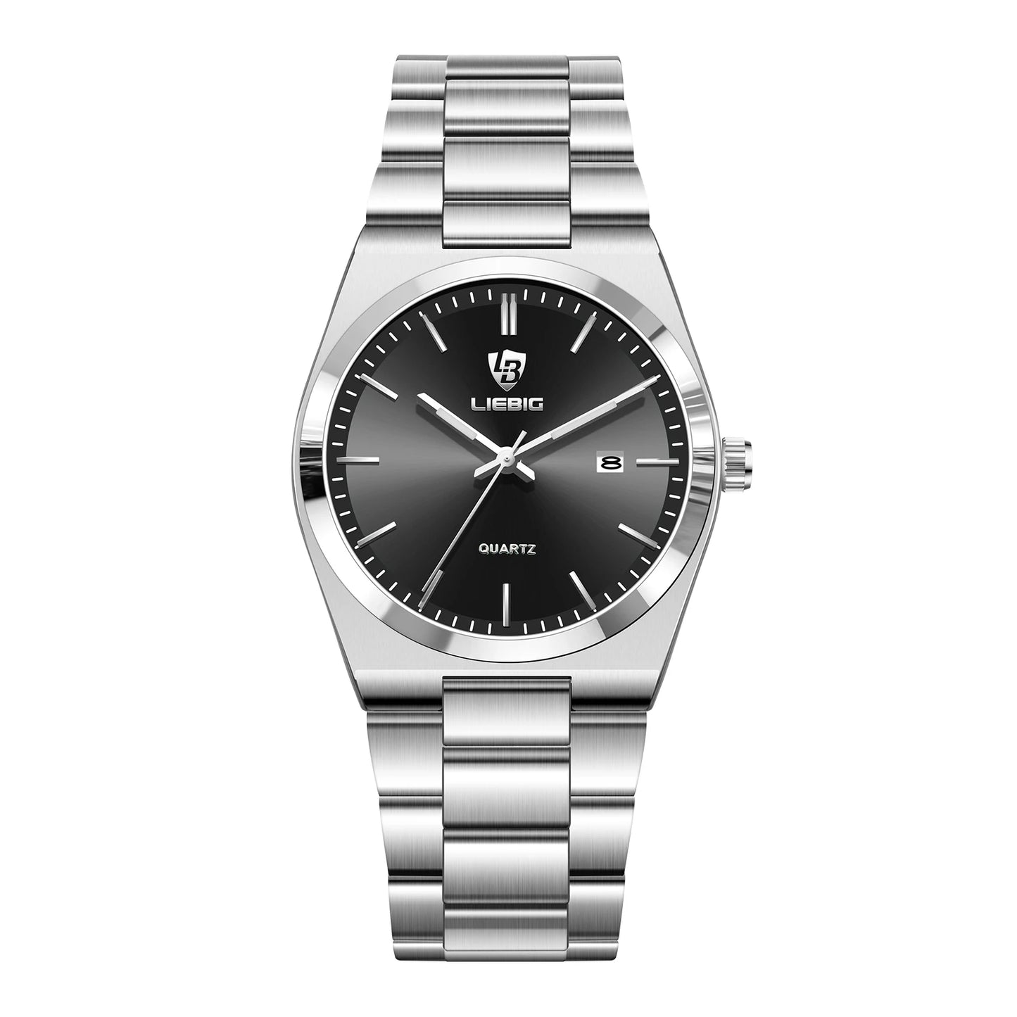 Relógio Liebig L1088BK Quartzo de Luxo com Mostrador Preto - Masculino Fashion para Negócios, Aço Inoxidável, Ideal para Presente