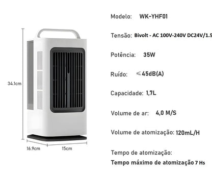Climatizador de Ar Portátil com Reservatório para Água e Gelo, Oscilação Automática – Bivolt