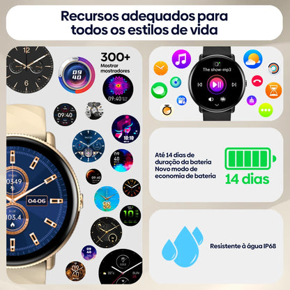 Smartwatch Zeblaze GTR 3 Pro Tela AMOLED 1.43" Pulseira Aço Inox 316L Atender/Fazer Chamadas