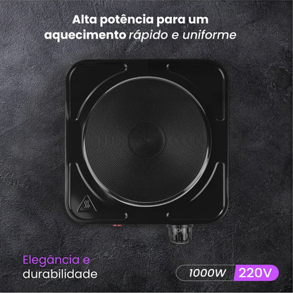 Fogão Elétrico Portátil 1 Boca 1000W - Compacto e Prático