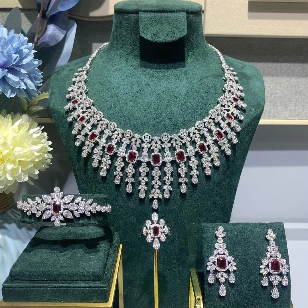 Conjunto 4 Peças Joias Noiva Zircônia Festa Feminino Elegante