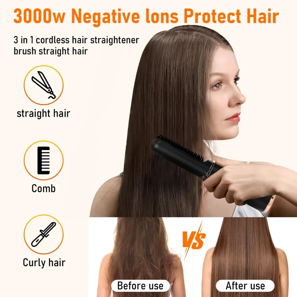 Modelador de Cabelo Multifuncional Portátil Sem Fio com Display de Temperatura