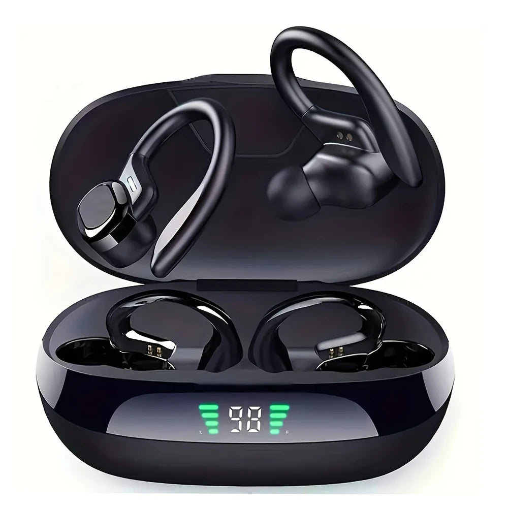 Fone de Ouvido Bluetooth SP16 Gancho Auricular Sem Fio Display LED Cancelamento de Ruído Esportivo com Microfone