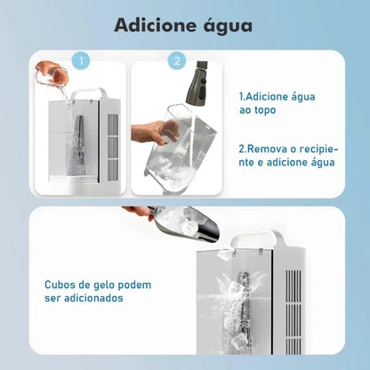 Climatizador de Ar Portátil com Reservatório para Água e Gelo, Oscilação Automática – Bivolt
