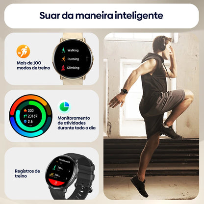 Smartwatch Zeblaze GTR 3 Pro Tela AMOLED 1.43" Pulseira Aço Inox 316L Atender/Fazer Chamadas