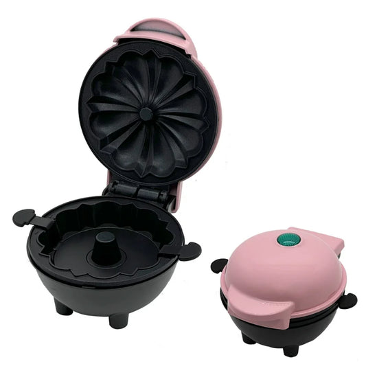 Máquina Mini para Bolos e Waffles Bundt Antiadesiva - Fácil de Usar e Limpar - Perfeita para Doces Caseiros e Confeitaria