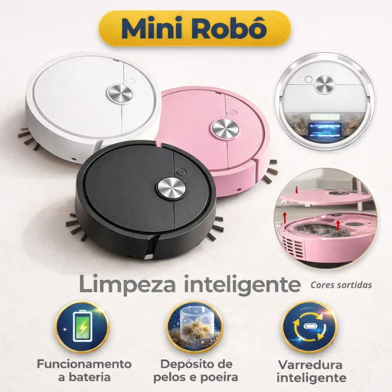 Mini Aspirador Robô Master Kim – recarregável via USB.