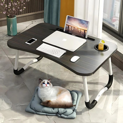 Mesa Dobrável de Madeira Portátil para Cama, Estudo, Notebook e Lanches - Multifunções