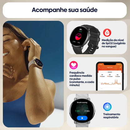 Smartwatch Zeblaze GTR 3 Pro Tela AMOLED 1.43" Pulseira Aço Inox 316L Atender/Fazer Chamadas