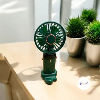 Ventilador Portátil de Mesa/Mão com Display de LED 5 Velocidades e Suporte de Celular