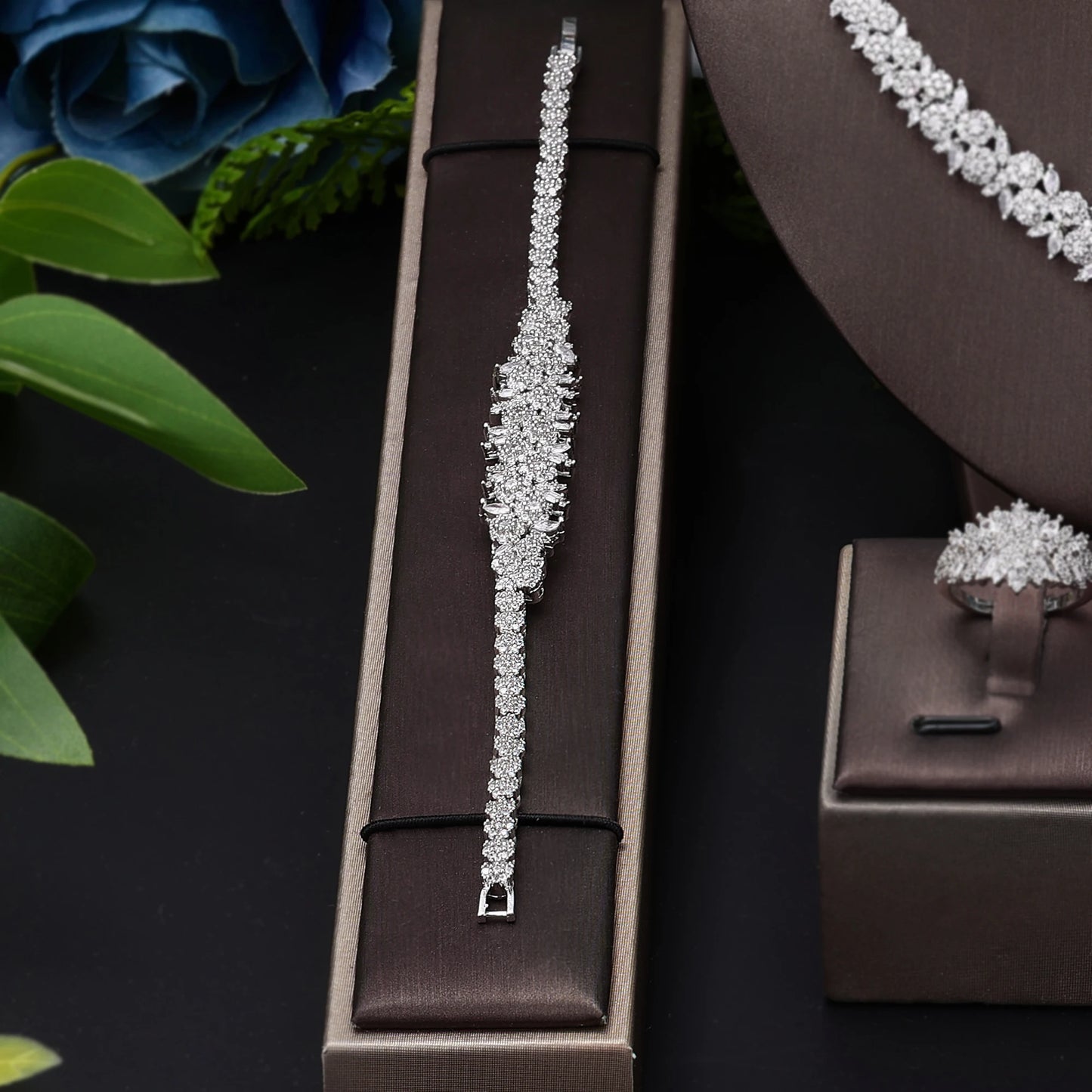 Conjunto 4 Peças Joias Noiva Zircônia Festa Feminino Elegante