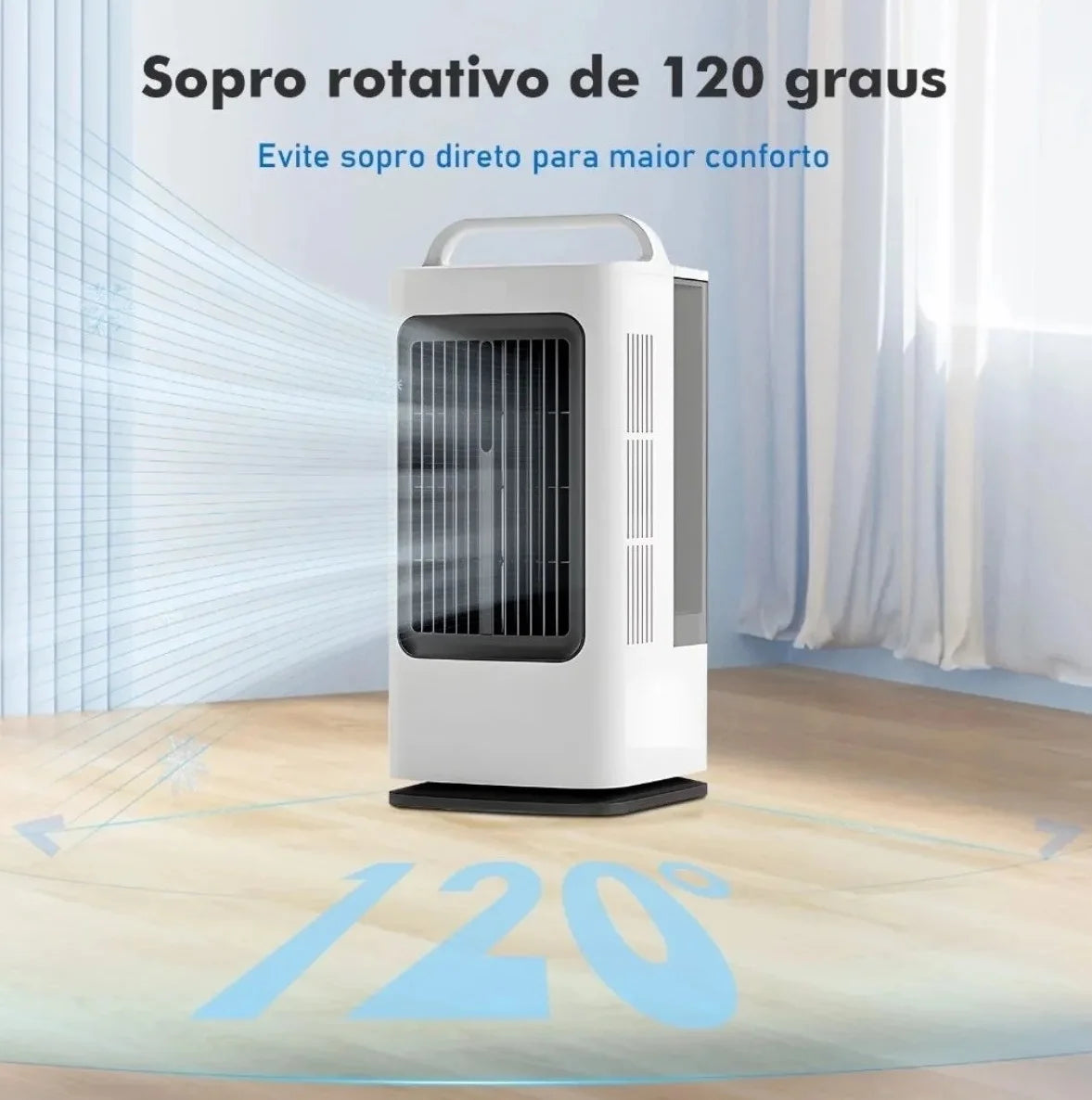 Climatizador de Ar Portátil com Reservatório para Água e Gelo, Oscilação Automática – Bivolt