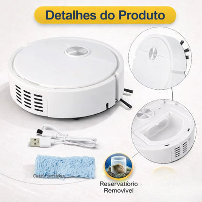 Mini Aspirador Robô Master Kim – recarregável via USB.