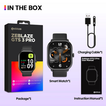 Smartwatch Zeblaze GTS 3 Pro Tela AMOLED 1.97" UHD Chamadas de Voz Monitoramento Saúde IP68
