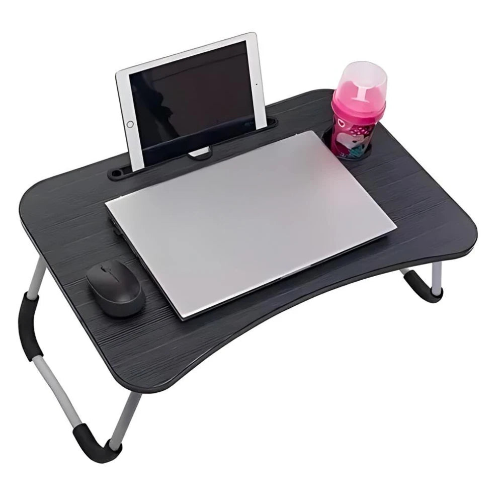 Mesa Dobrável de Madeira Portátil para Cama, Estudo, Notebook e Lanches - Multifunções