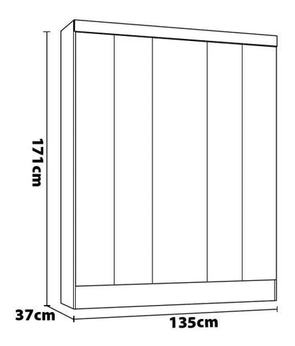 Guarda-roupa Solteiro 5 Portas MDP Branco Moderno Demobile Artico