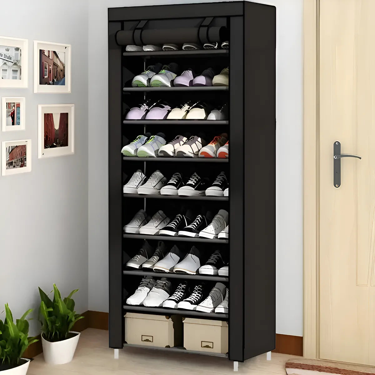 Sapateira Organizador de Sapatos 9 Prateleiras TNT Preto
