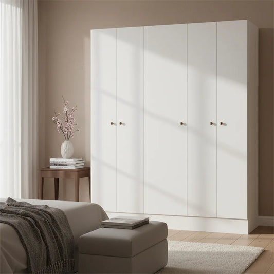 Guarda-roupa Solteiro 5 Portas MDP Branco Moderno Demobile Artico