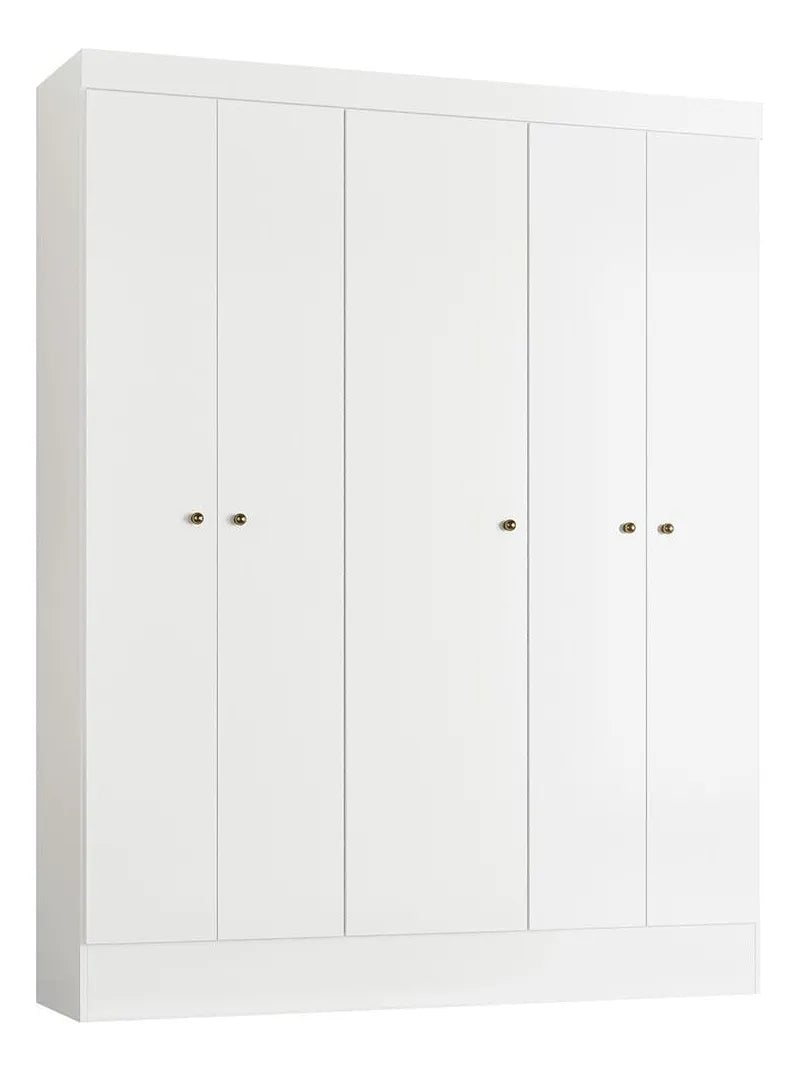 Guarda-roupa Solteiro 5 Portas MDP Branco Moderno Demobile Artico