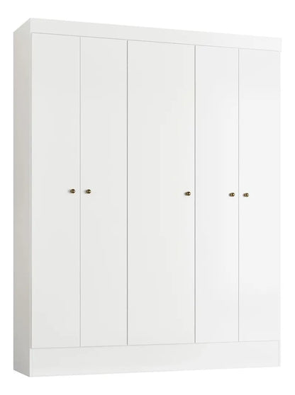 Guarda-roupa Solteiro 5 Portas MDP Branco Moderno Demobile Artico