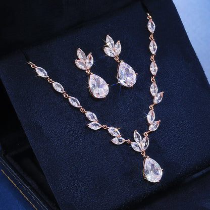 Conjunto Colar e Brincos Pérola CZ Grande Huitan - Noiva e Casamento