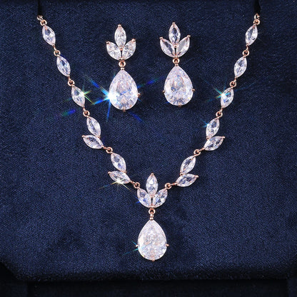 Conjunto Colar e Brincos Pérola CZ Grande Huitan - Noiva e Casamento