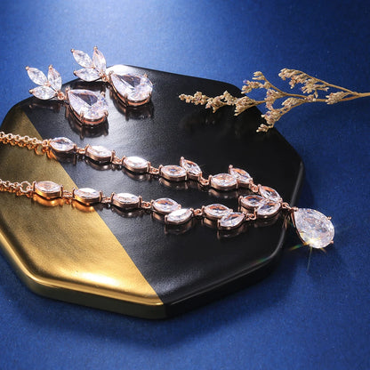 Conjunto Colar e Brincos Pérola CZ Grande Huitan - Noiva e Casamento