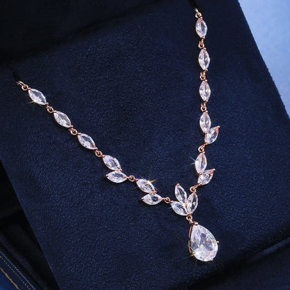 Conjunto Colar e Brincos Pérola CZ Grande Huitan - Noiva e Casamento