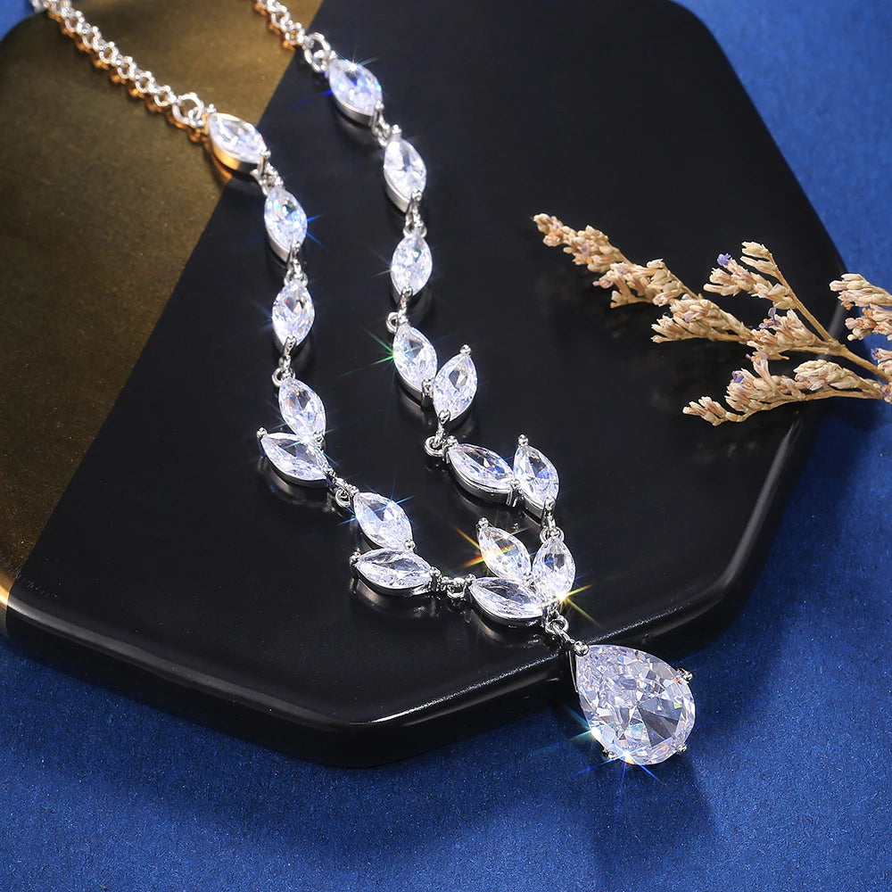 Conjunto Colar e Brincos Pérola CZ Grande Huitan - Noiva e Casamento