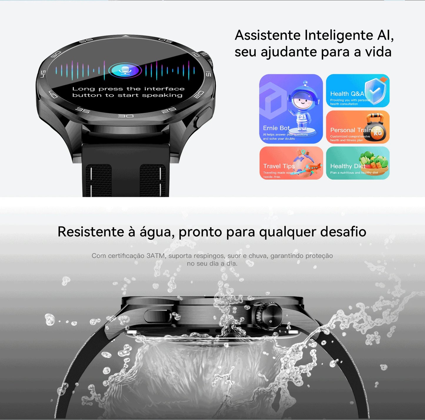 Smartwatch AURAFIT AM29 Tela AMOLED 1.43" Carregamento Sem Fio 100+ Modos Monitor Saúde IP68 Strava