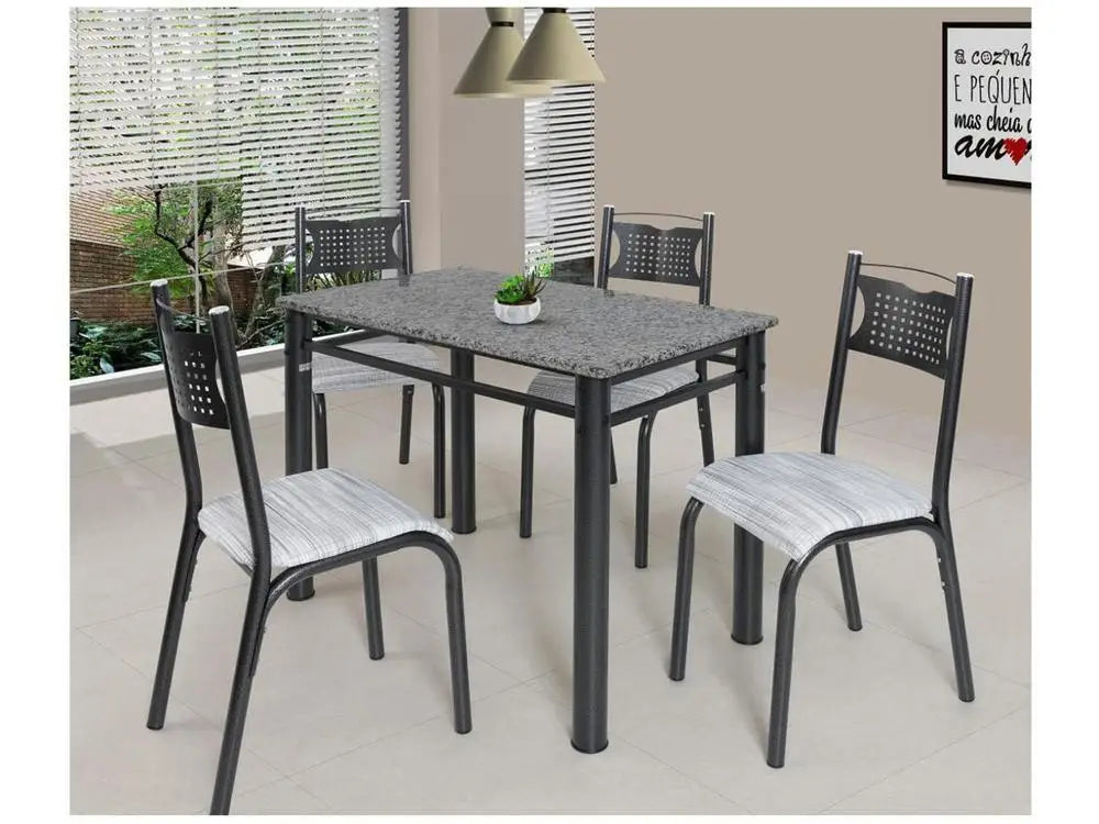 Conjunto Mesa de Cozinha Retangular 4 Cadeiras Poeme Madesa