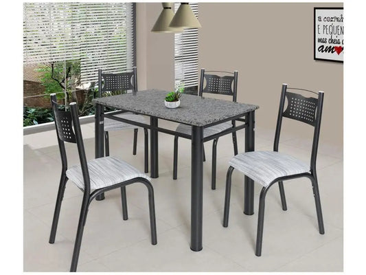 Conjunto Mesa de Cozinha Retangular 4 Cadeiras Poeme Madesa