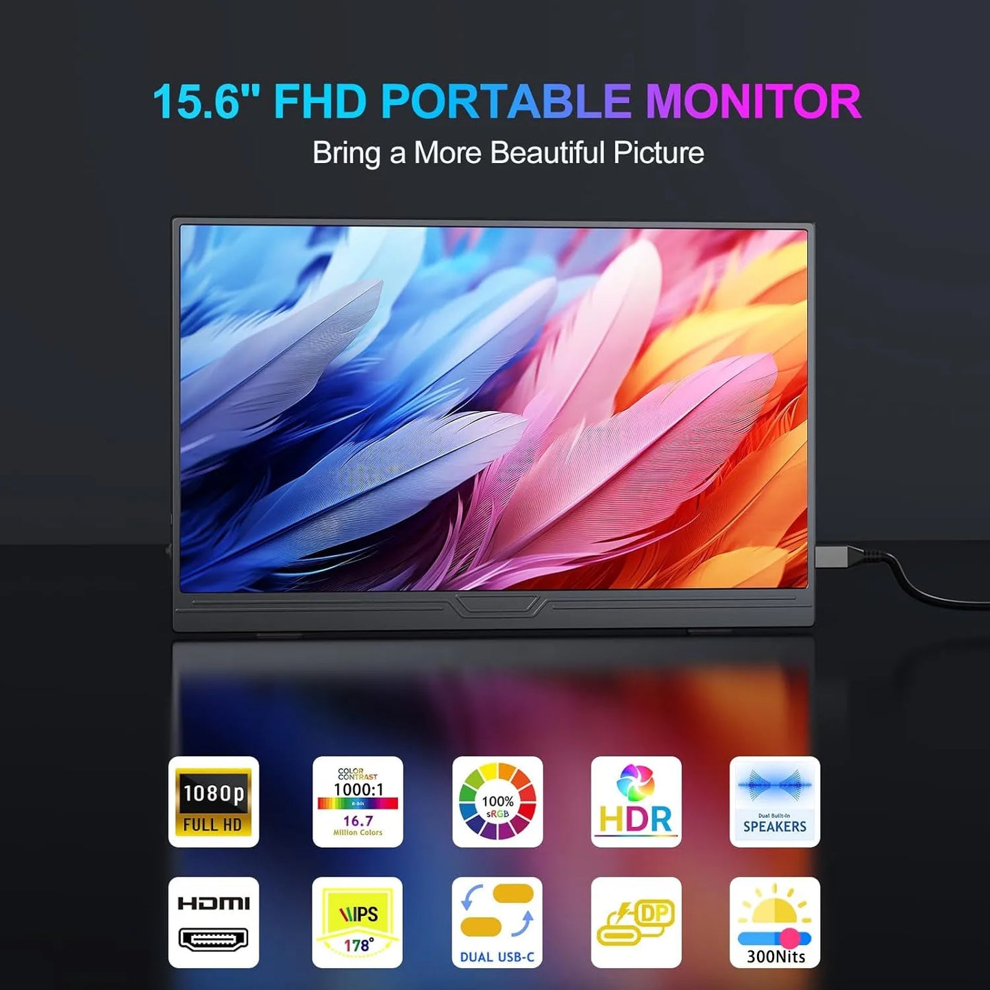Monitor Portátil Touch 15.6" - Tela Sensível ao Toque Móvel