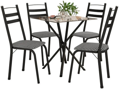 Conjunto Mesa de Jantar 4 Cadeiras Tampo Vidro Preto Capri Madesa